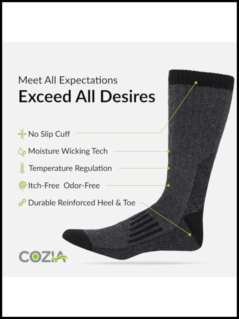 Merino Wool Socks 3 Pairs Winter Thermal Warm Hiking Crew Cushioned Unisex